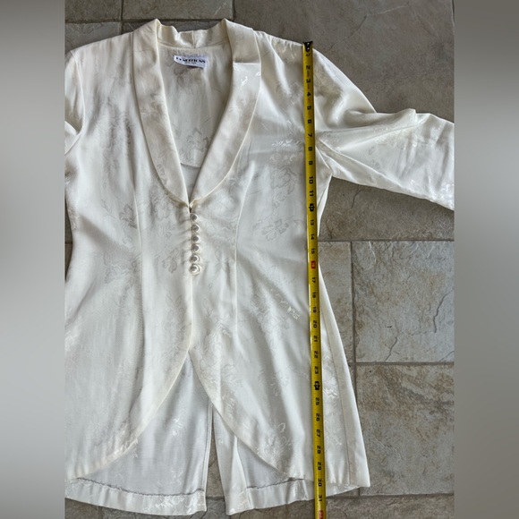 Vintage Ivory Brocade Blazer M/L Coquette Bridal Cottagecore Puff Sleeve ILGWU - Picture 15 of 16